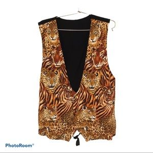 Leopard and tiger unisex vest gold button size L